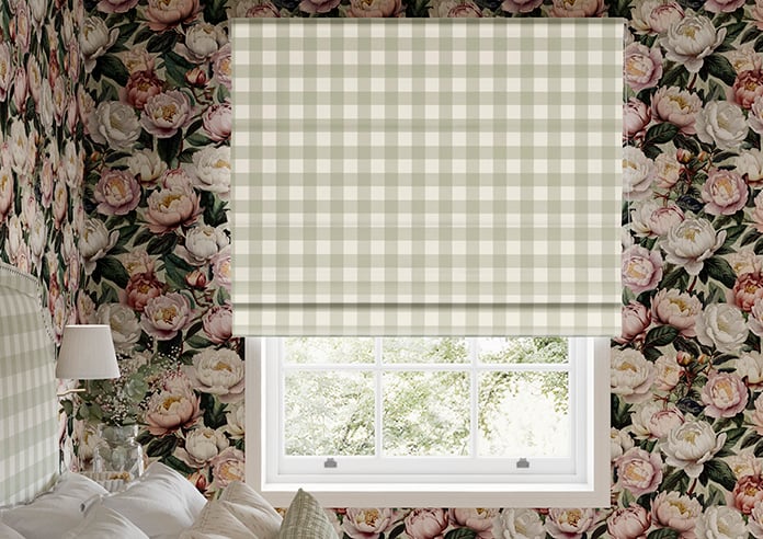 Gingham, Bud Green - Twist&Fit Roman Blind - Image 3